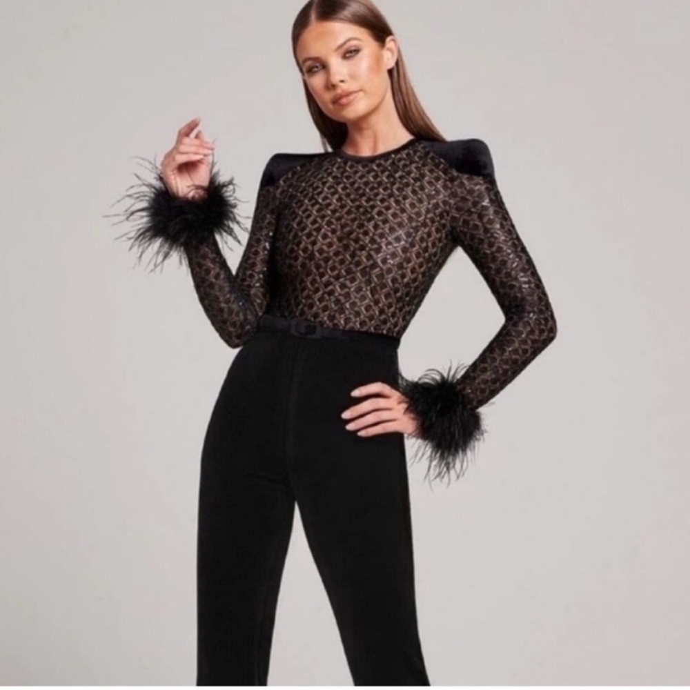 NADINE MERABI Black and Gold Jumpsuit